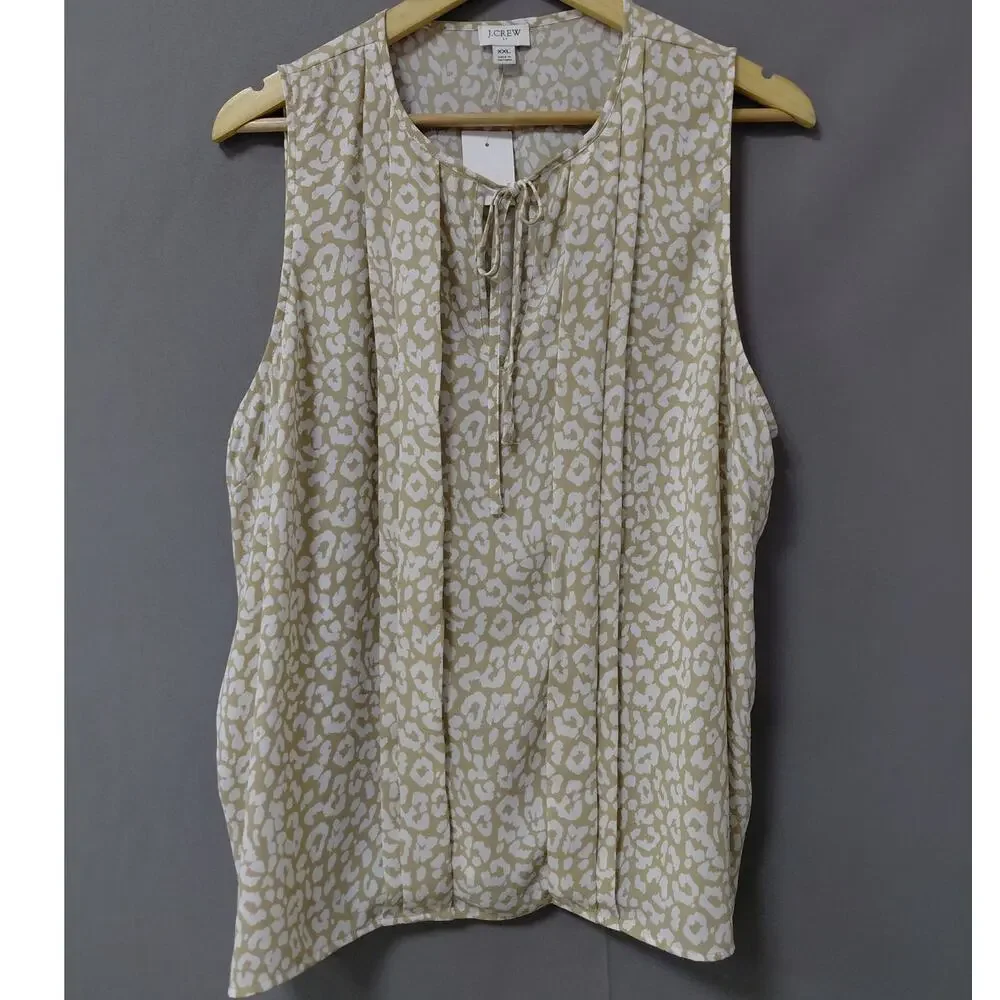 NWT J.CREW Beige Abstract Lightweight Top Women Size XXL